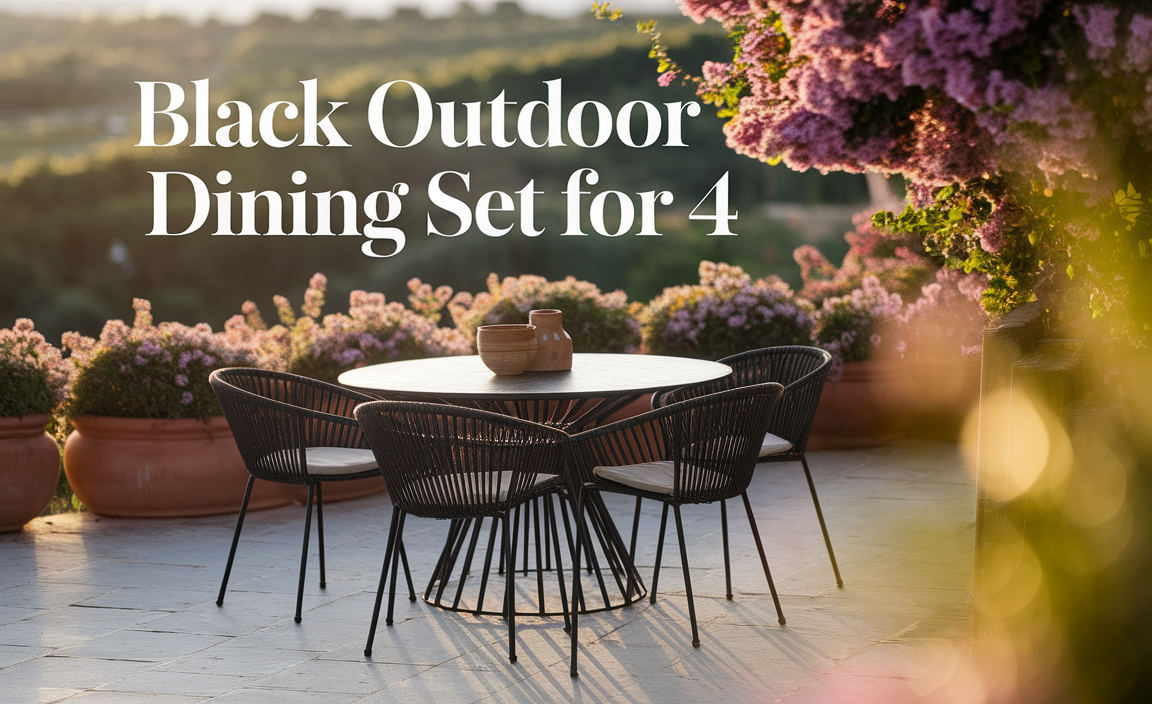 Black Outdoor Dining Set For 4