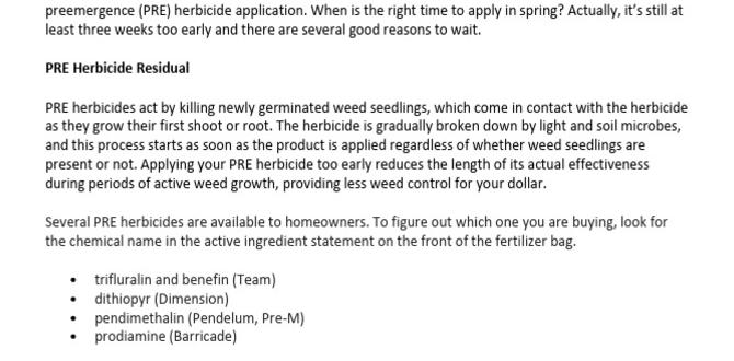 Factors to consider when choosing a preemergence herbicide preemergence herbicides for gardens