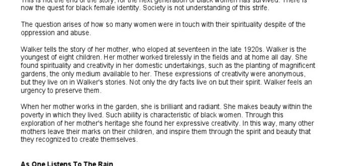 Lessons learned from our mothers' gardens in search for our mothers gardens Lessons learned from our mothers' gardens in search for our mothers gardens