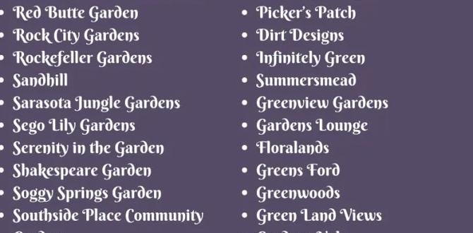 Types of gardens names for gardening