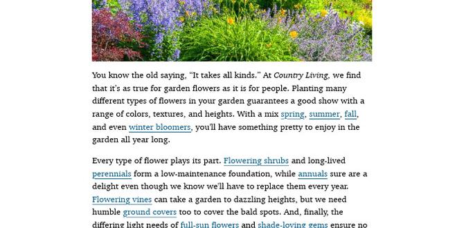types of flowers for gardening types of flowers for gardening