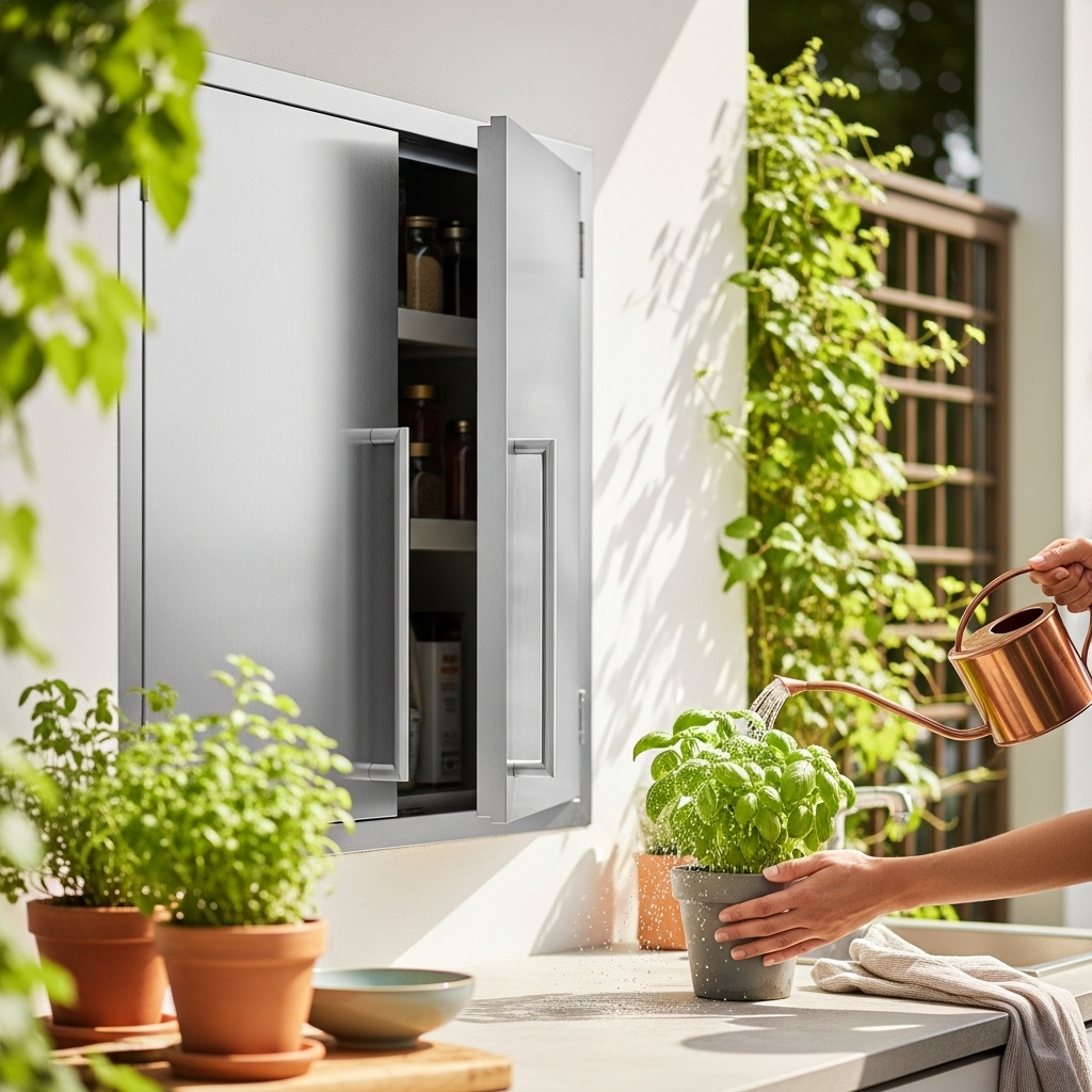 Generate an eye-catching, high-quality featured image prompt for a blog post about: Stainless Doors