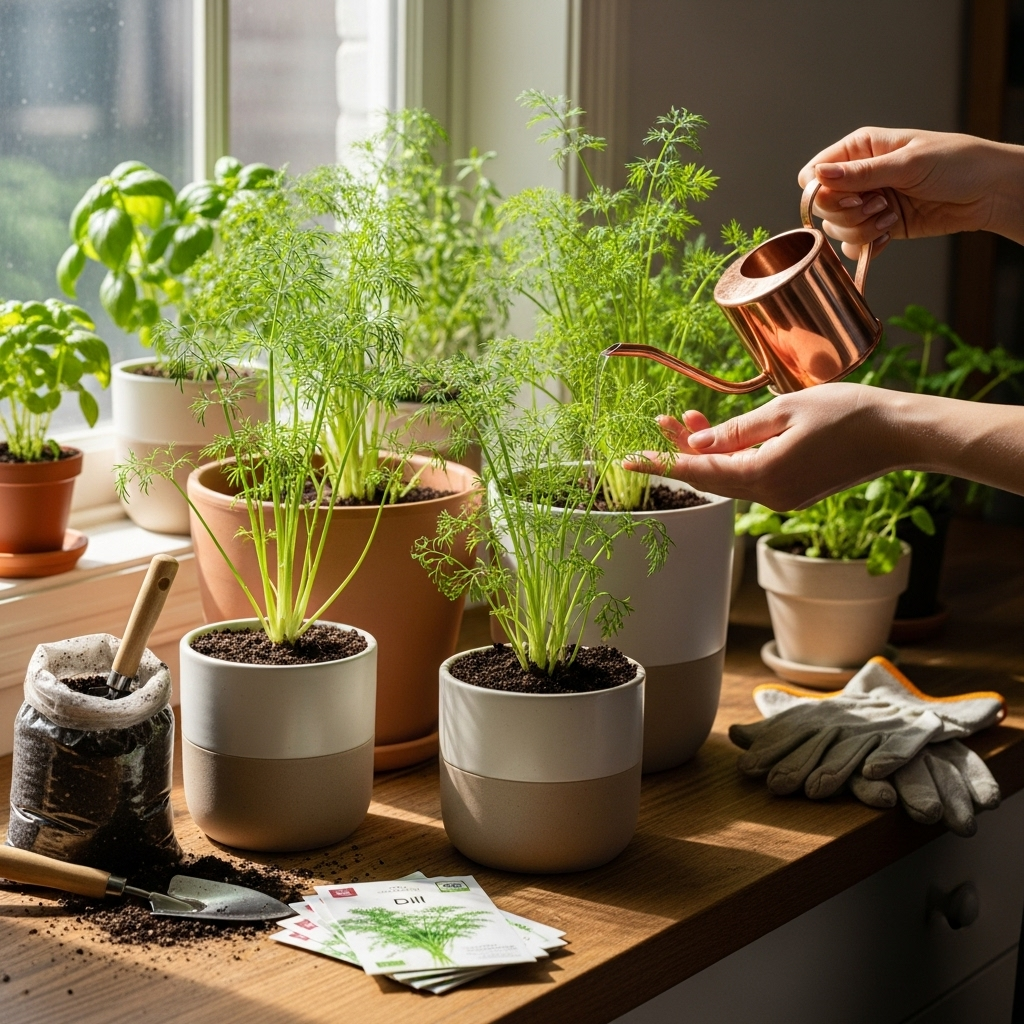 Generate an eye-catching, high-quality featured image prompt for a blog post about: How To Grow Dill