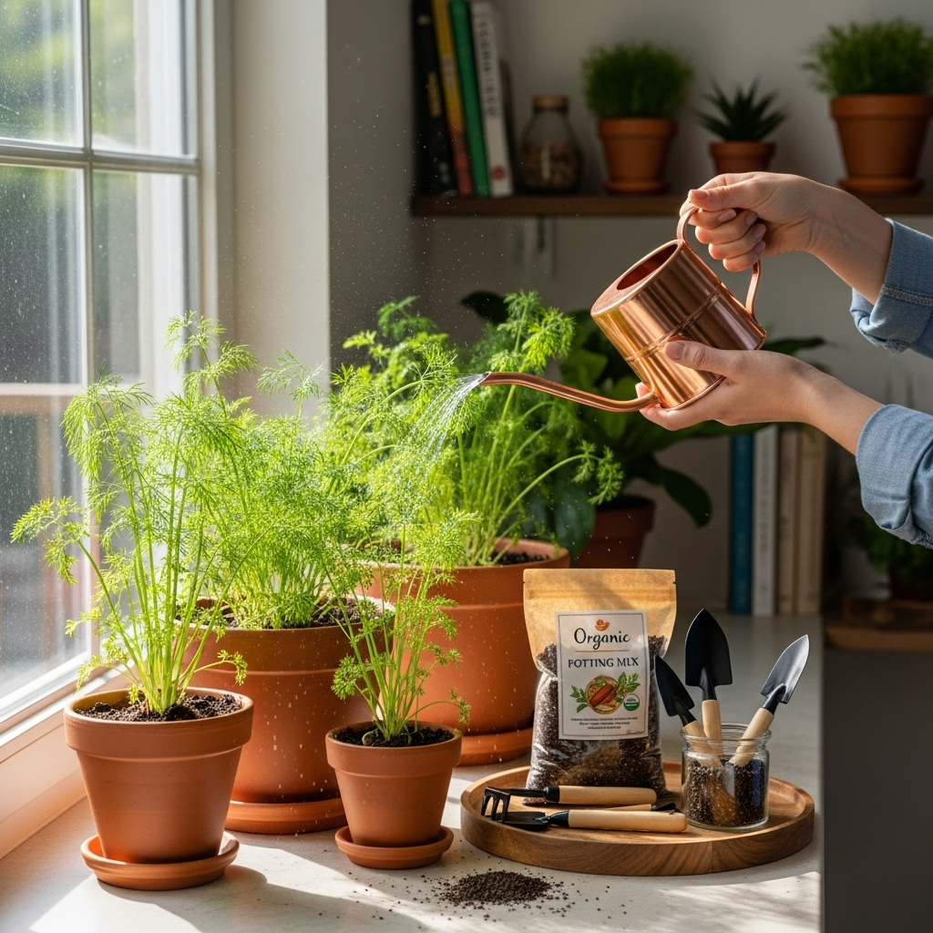 Generate an eye-catching, high-quality featured image prompt for a blog post about: How To Grow Dill